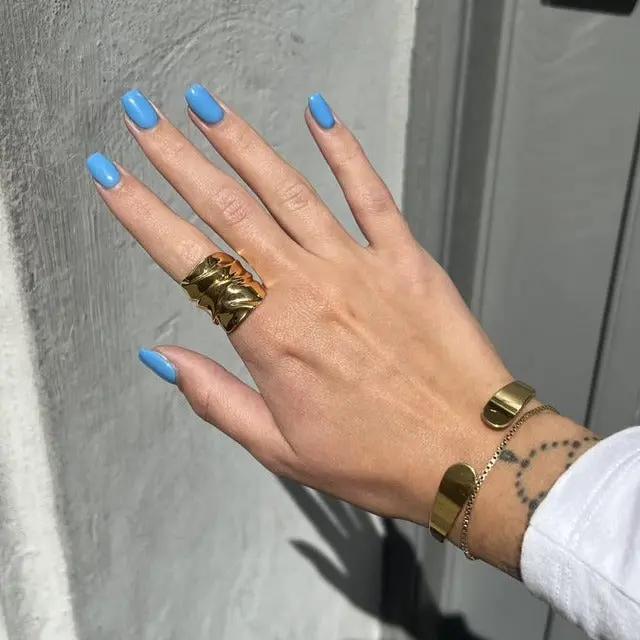 Fingerring, organisk ring, forgyldt og sterlingsølv Italy