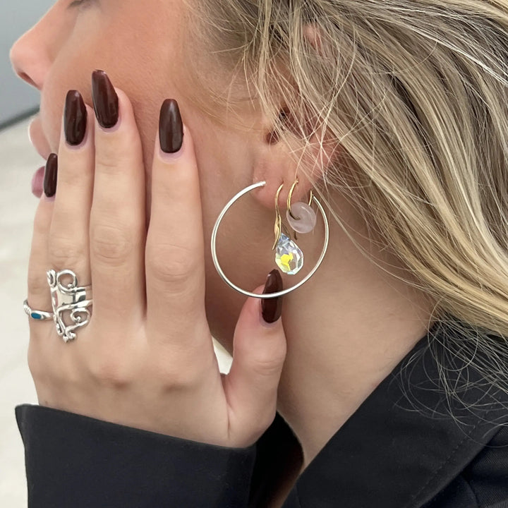 Øreringe, hoops, 40 mm, sterlingsølv og forgyldt sterlingsølv BLT