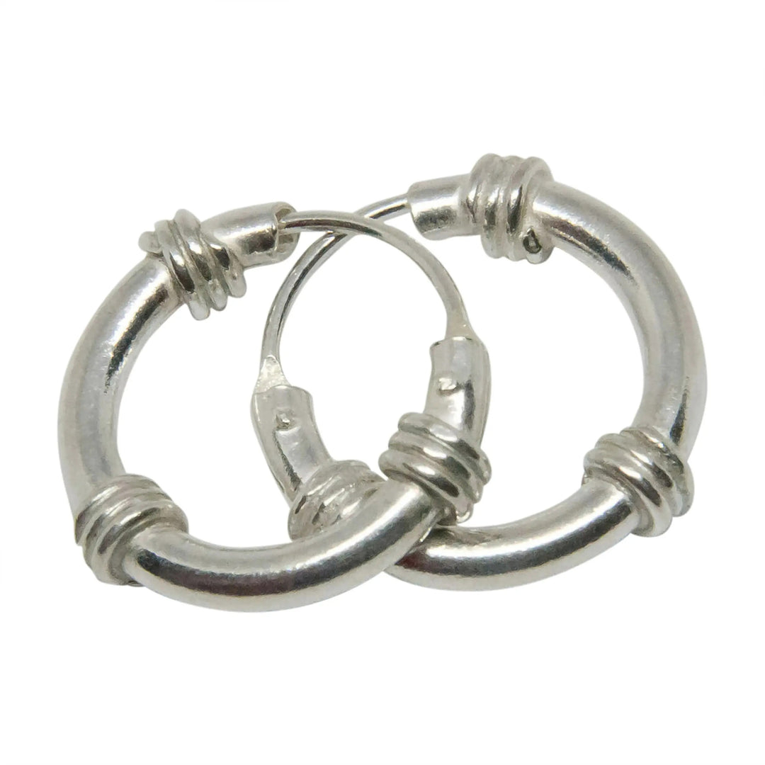 Øreringe, hoops med 3x3 viklinger, sterlingsølv Beadhouse of Copenhagen