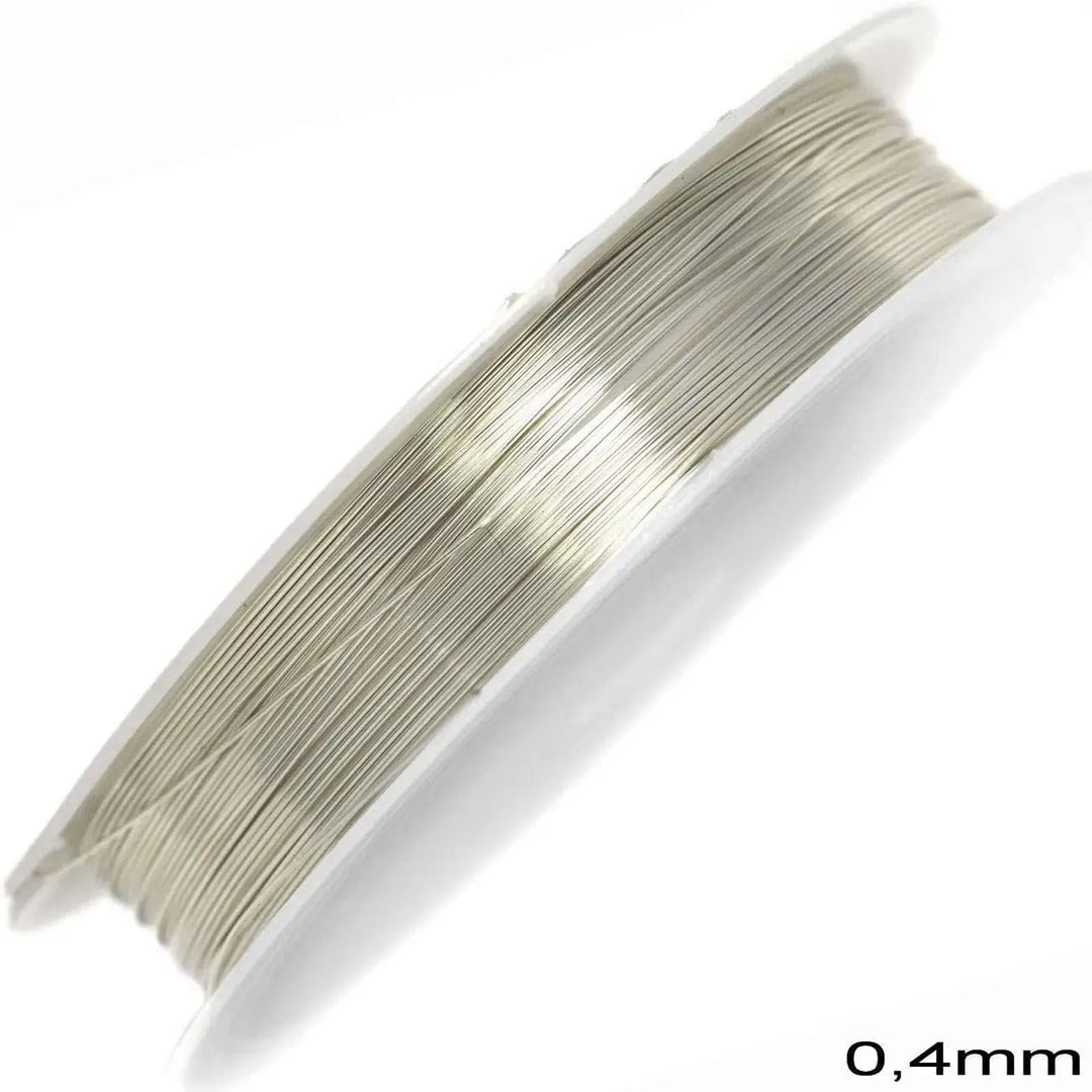 Smykketråd, wire 0,4 mm, forsølvet kobber, 10 m Tax