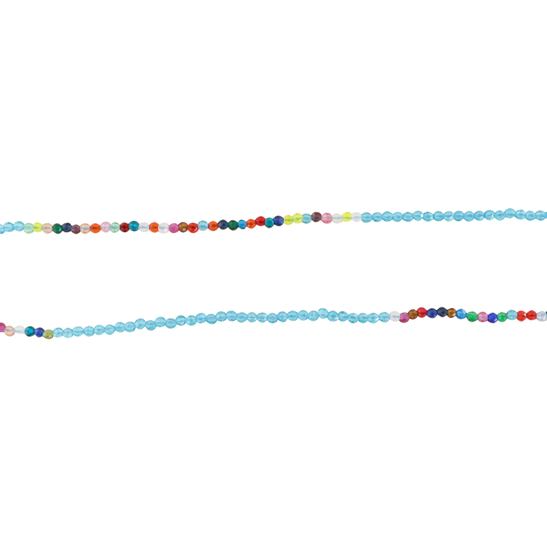 Krystalperler, string i krystal glas, facetteret, blå, 2 mm, ca 180stk JCentre