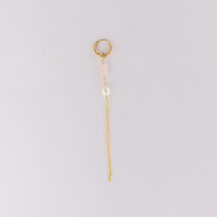 Ørering, hoop, m. kæde, ædelsten, Forgyldt sølv 