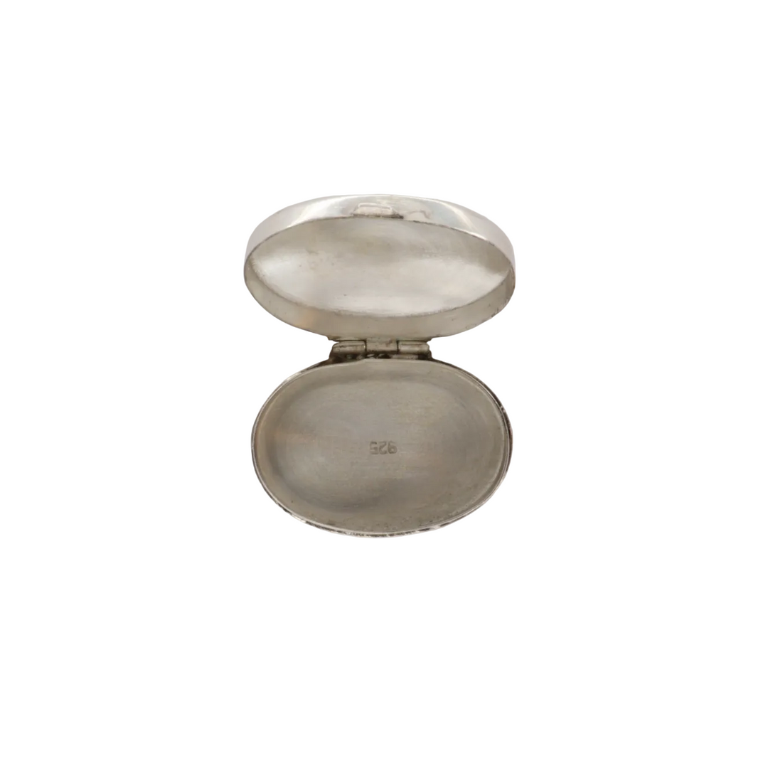 Pilleæske, sterlingsølv, oval, 32x21 mm