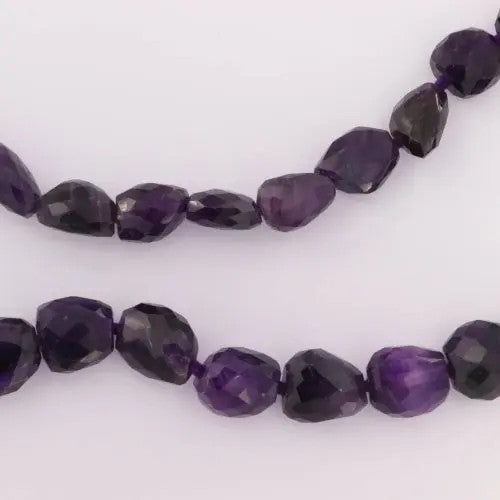 Smykkestensperler, string, ametyst mørk nugget facetteret, 15 x 13 mm BOC