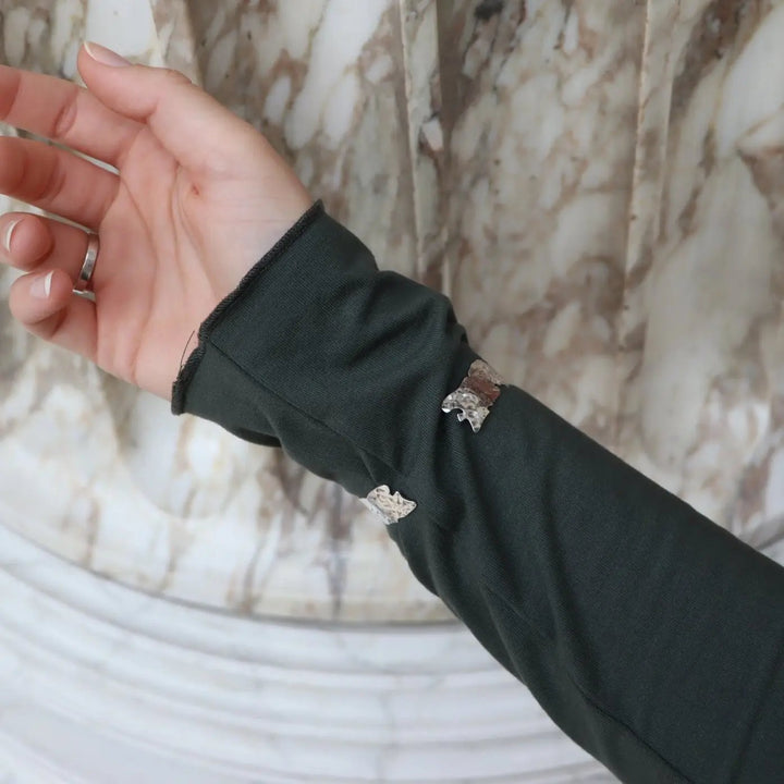 Armbånd, åben organisk armring, forgyldt og forsølvet messing, 16cm, justerbar Greece