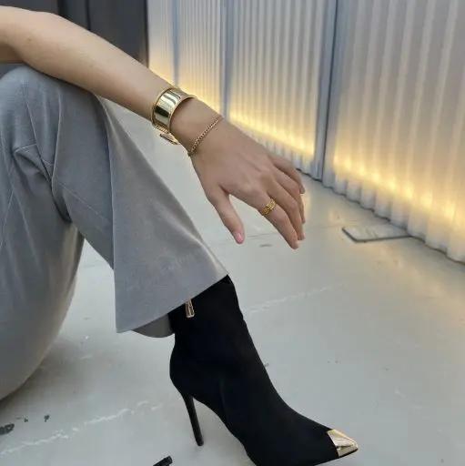 Armbånd, chunky armring, forgyldt og forsølvet messing, 17cm, justerbar Greece