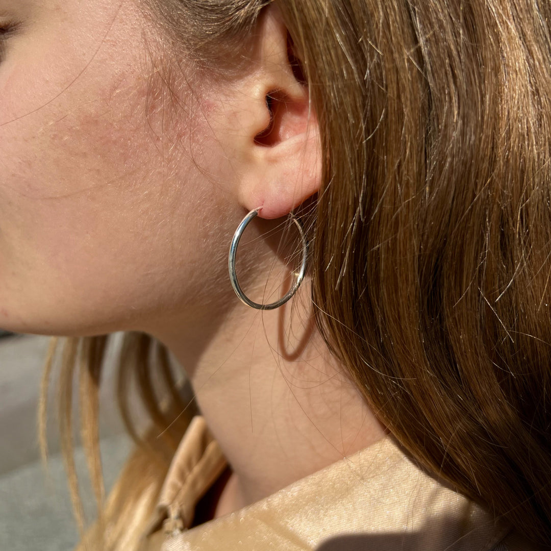 Øreringe, endless hoops, sterlingsølv, 30 x 2mm