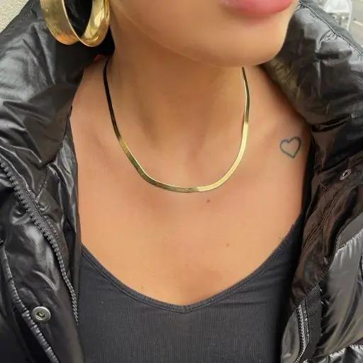 Halskæde, snake kæde, sterlingsølv og forgyldt, 40-50cm/4,5mm Spain