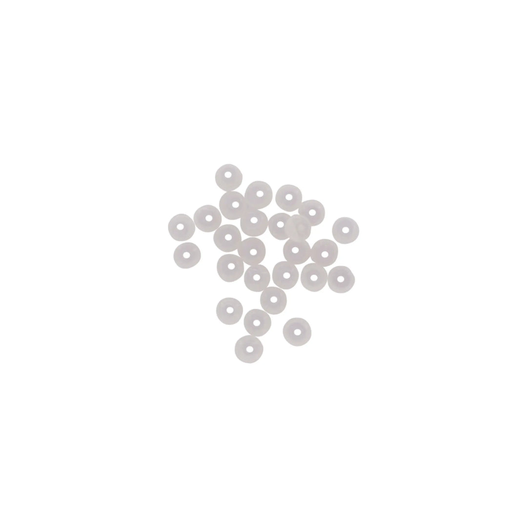 Glasfiberperler, runde, flade, hvid, 6x3 mm, 10 stk