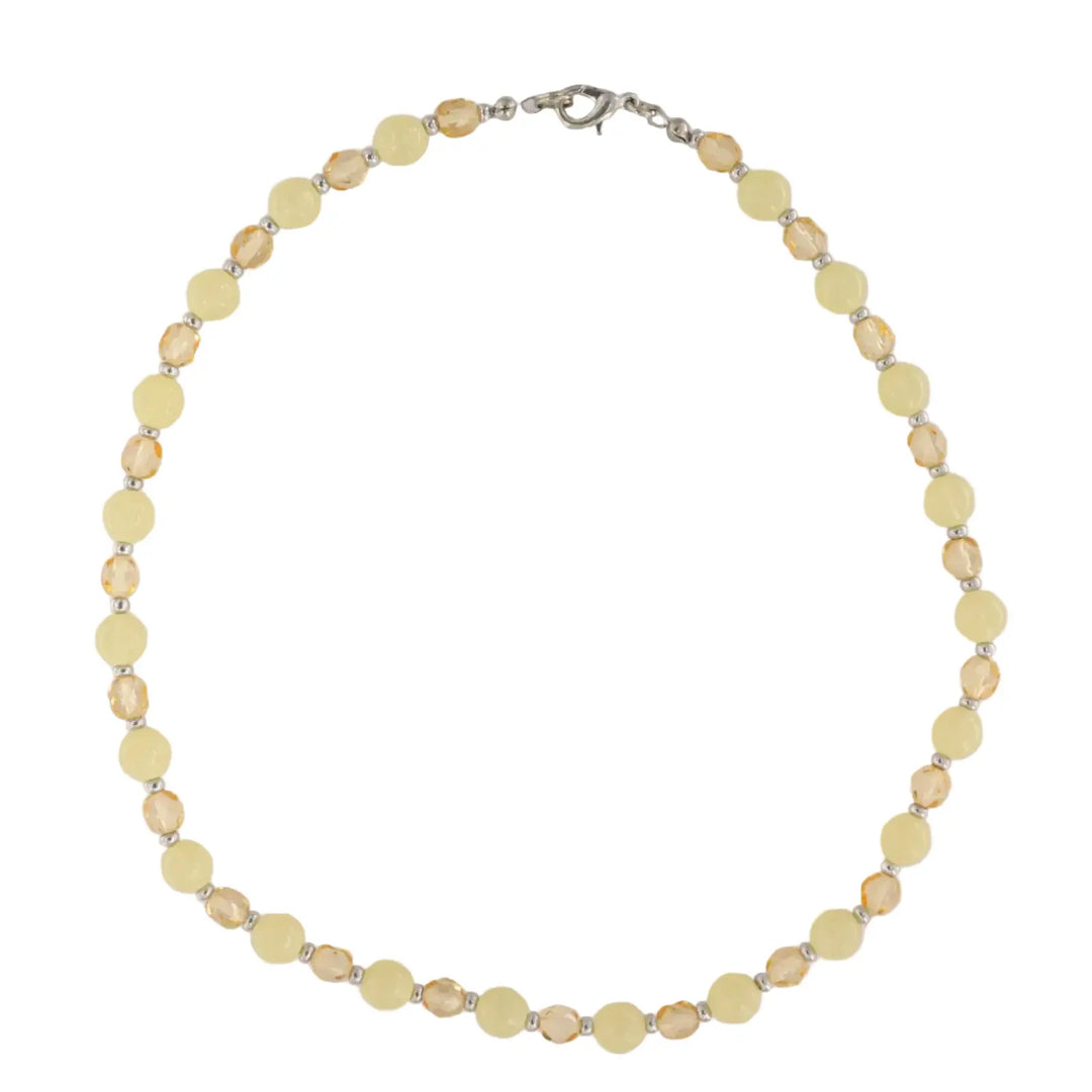 Halskæde, runde perler, glas, 42cm 