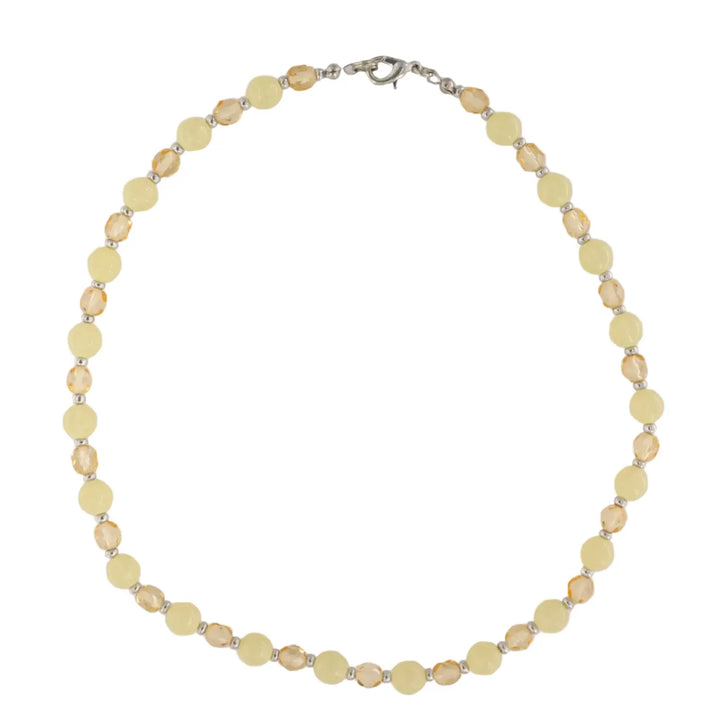 Halskæde, runde perler, glas, 42cm 