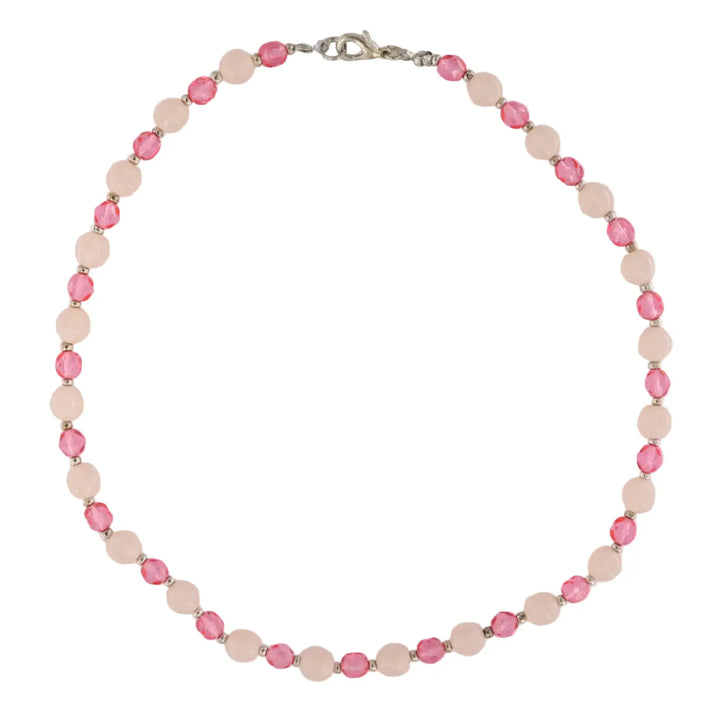 Halskæde, runde perler, glas, 42cm 