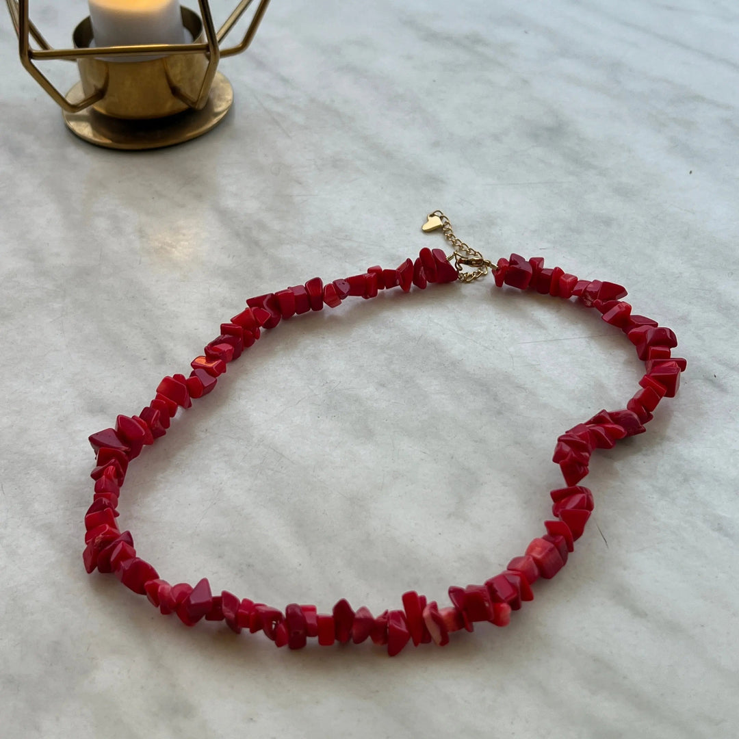 Halskæde, koral chips, forgyldt stål, flere varianter Beadhouse of Copenhagen