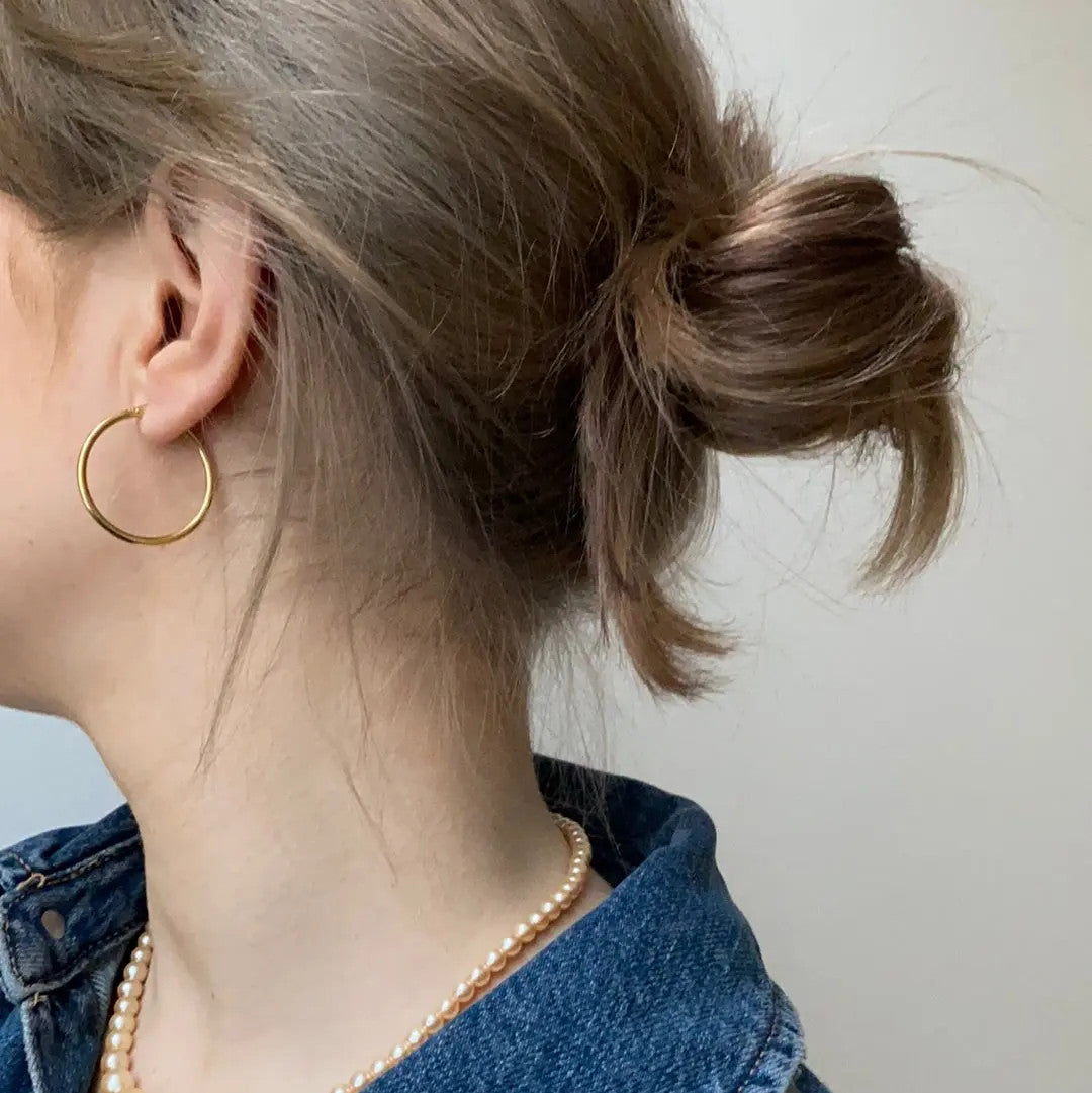 Øreringe, hoops, forgyldt sterlingsølv, 30 x 2 mm 102d Italy