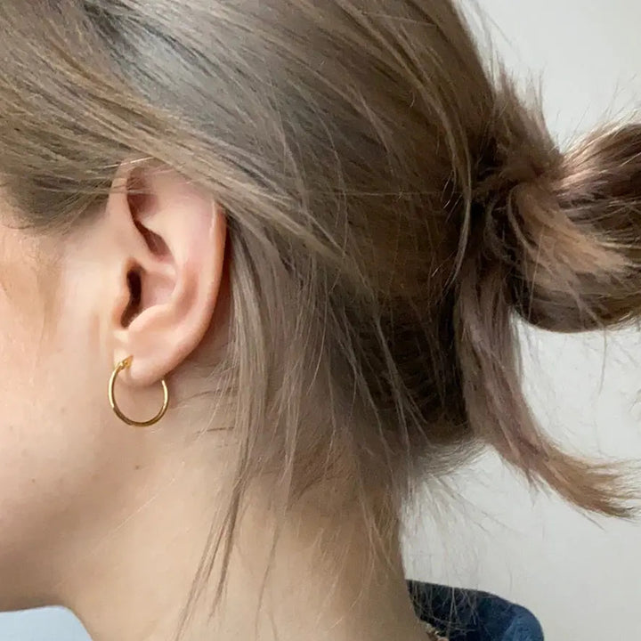 Øreringe, hoops, forgyldt sterlingsølv, 19 x 1,5 mm, 101b. Italy