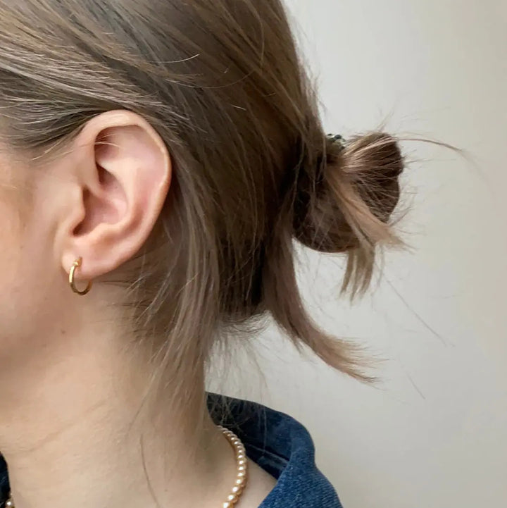 Øreringe, hoops, forgyldt sterlingsølv, 14 x 1,5 mm, 101a Italy