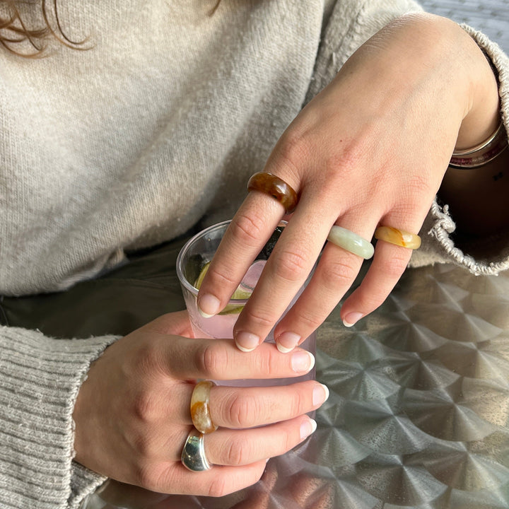 Find Fingerring, ædelsten, jade, mix - 4 stk hos Beadhouse of Copenhagen i dag, med en altid hurtig levering!