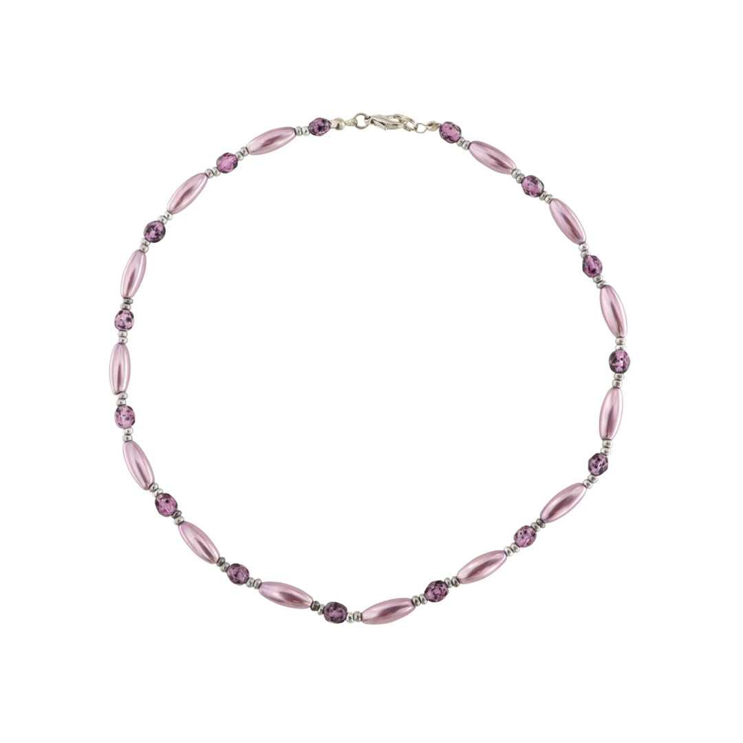 Halskæde, lilla perlekæde, voks og glas, 42 cm Beadhouse of Copenhagen