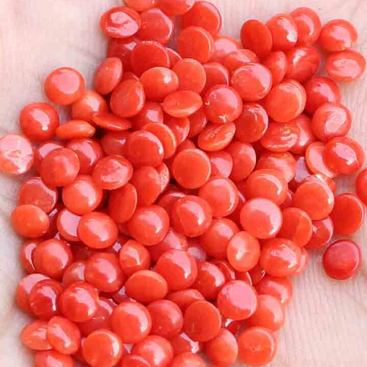Cabochon, koral, rund, 3,6-5mm, 1-10stk