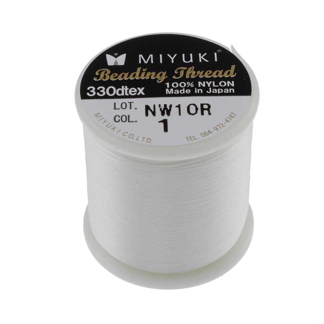 Nylontråd, miyuki perletråd, kridhvid, 0,2 mm x 50 m