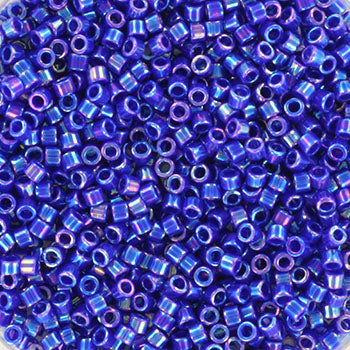 Køb Blå glasperler, miyuki delica's 11/0 - opaque ab cobalt 11-165 hos Beadhouse, altid hurtig levering
