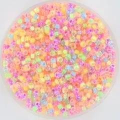 Blandede glasperler, miyuki seed beads, neon party mix 11/0 Krea
