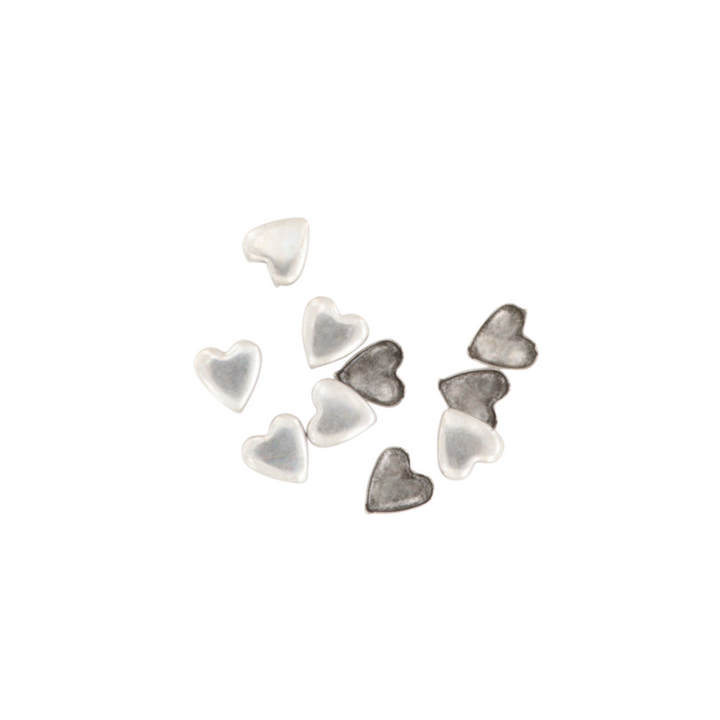 Nitter, rundt hjerte, forsølvet og forgyldt, 10-100 stk, flere varianter Beadhouse of Copenhagen