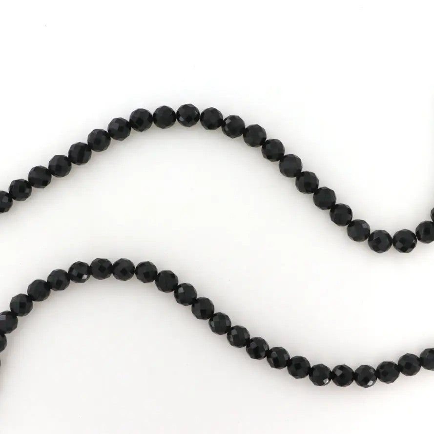 Smykkestensperler, string, onyx rund facetteret, 37 cm/8 mm, storkøb BOC