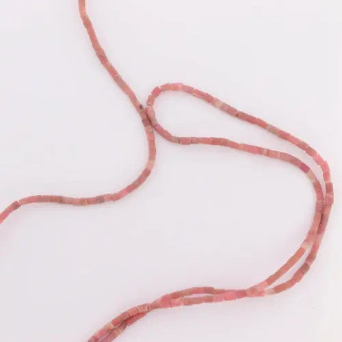 Smykkestensperler, string, rhodonit rørperle mat, 41 cm BOC