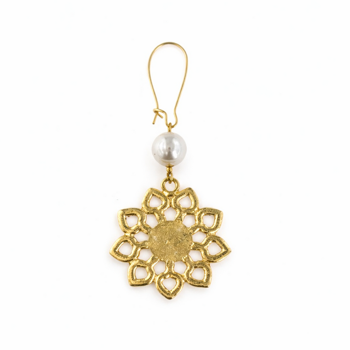 Ørering, ørekrog, m. filigran sol, forgyldt messing 