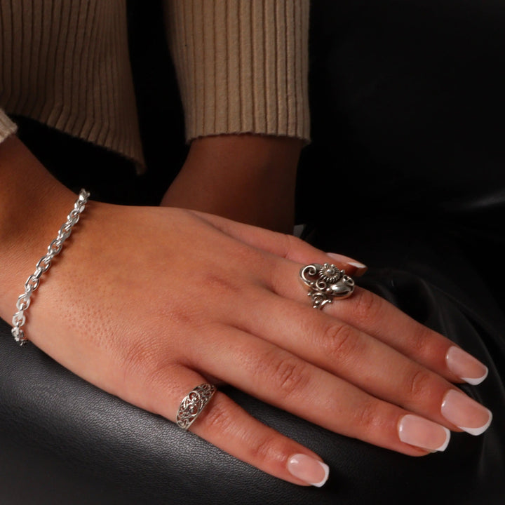 Fingerring, skønvirke spiralblomst, sterlingsølv Beadhouse of Copenhagen