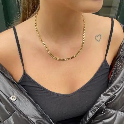 Halskæde, panser facet kæde, forgyldt og sterlingsølv, 1,8mm x 40-55cm Spain