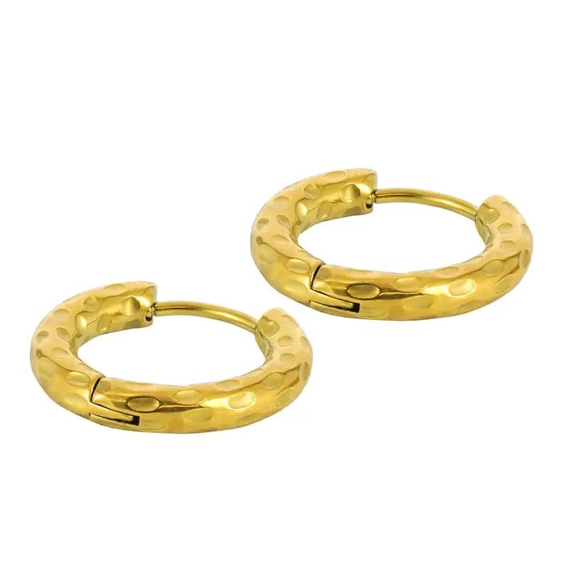Øreringe, hoops med kliklås, forgyldt zamak, 18x2,5 mm Greece