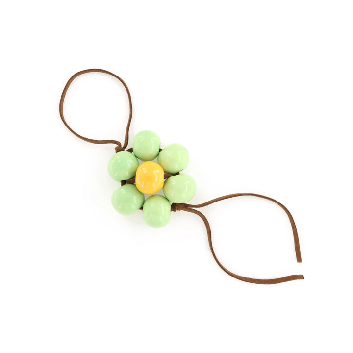 Taskecharm, blomst, keramik, brun ruskind, flere varianter Beadhouse of Copenhagen