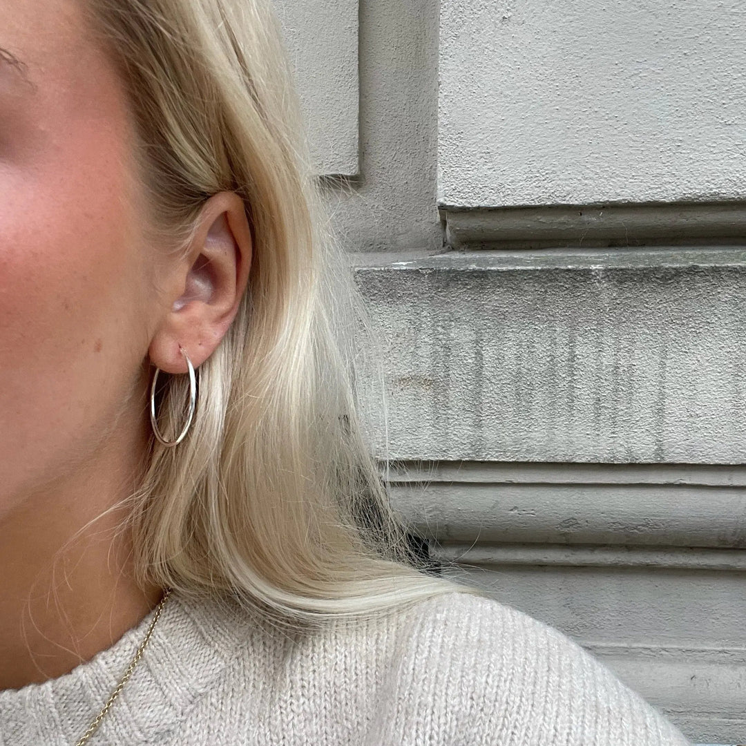 Øreringe, hoops, 30mm, sterlingsølv og forgyldt sterlingsølv BLT