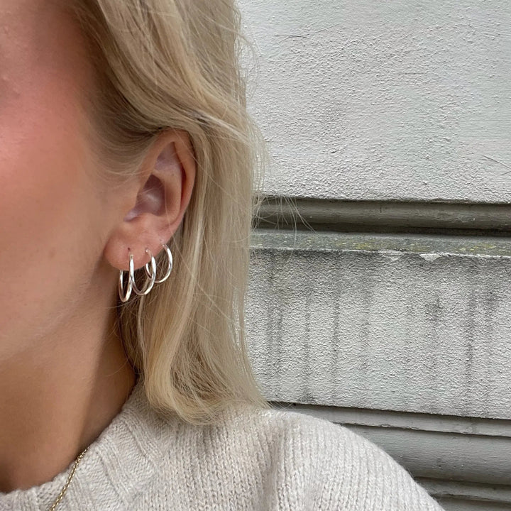 Øreringe, hoops, 16 mm, sterlingsølv og forgyldt sterlingsølv BLT