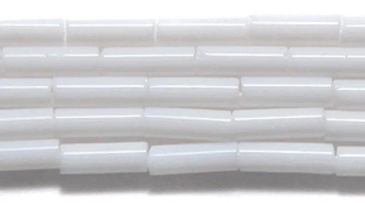 Hvide glasperler, preciosa cut bugles, opaque white, 4,6 mm Preciosa