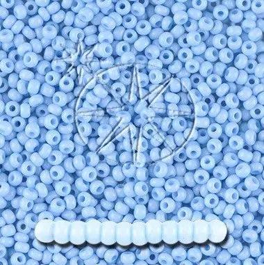 Blå glasperler, preciosa, light blue dyed chalkwhite, storkøb Preciosa