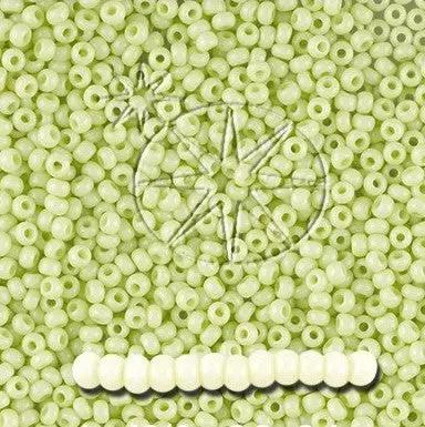 Grønne glasperler, preciosa, light green dyed chalkwhite, storkøb Preciosa