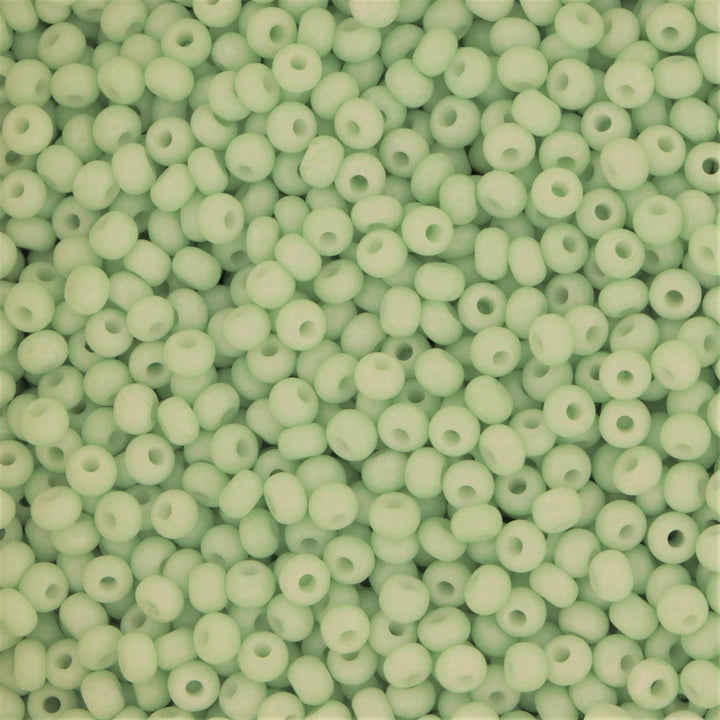 Grønne glasperler, preciosa, green dyed chalkwhite, storkøb Preciosa