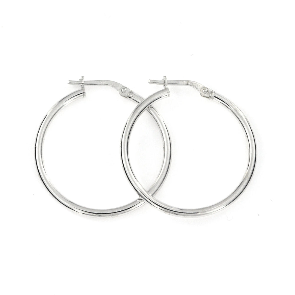 Øreringe, hoops, sterlingsølv, 30 x 2 mm, 102d Italy