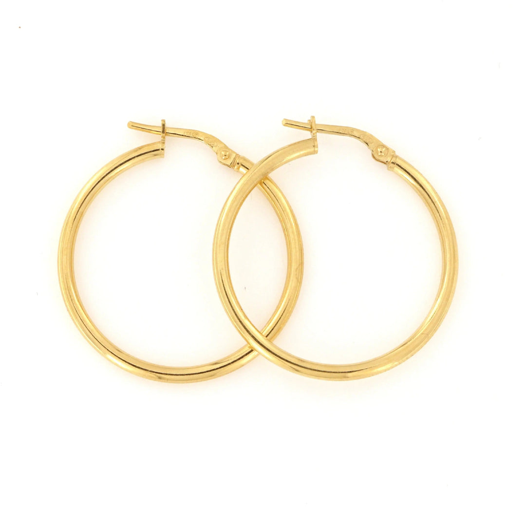 Øreringe, hoops, forgyldt sterlingsølv, 30 x 2 mm 102d Italy