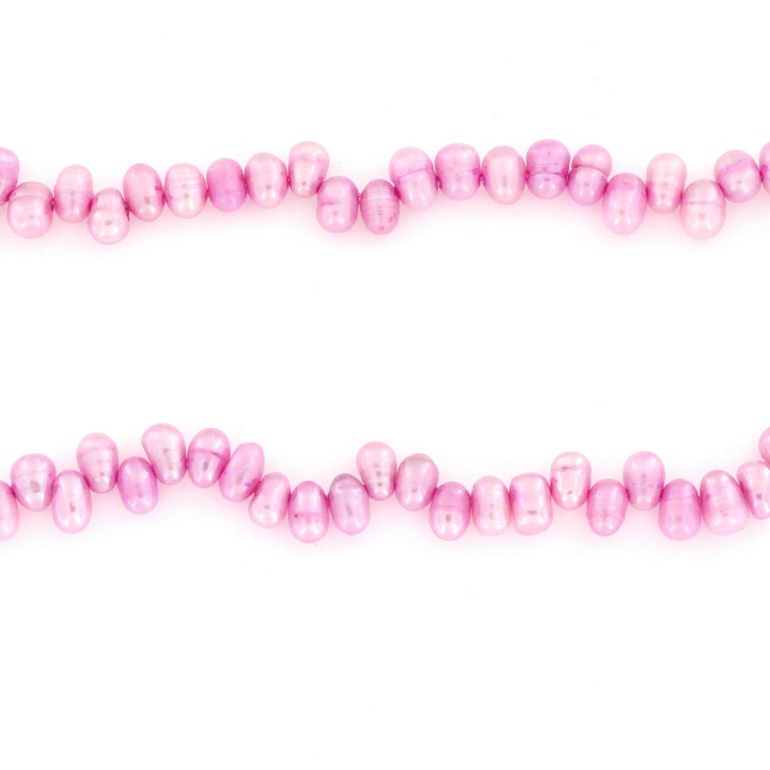 Ferskvandsperler, string, pink topboret indfarvet, 40 cm/5 x 7 mm Beadhouse of Copenhagen
