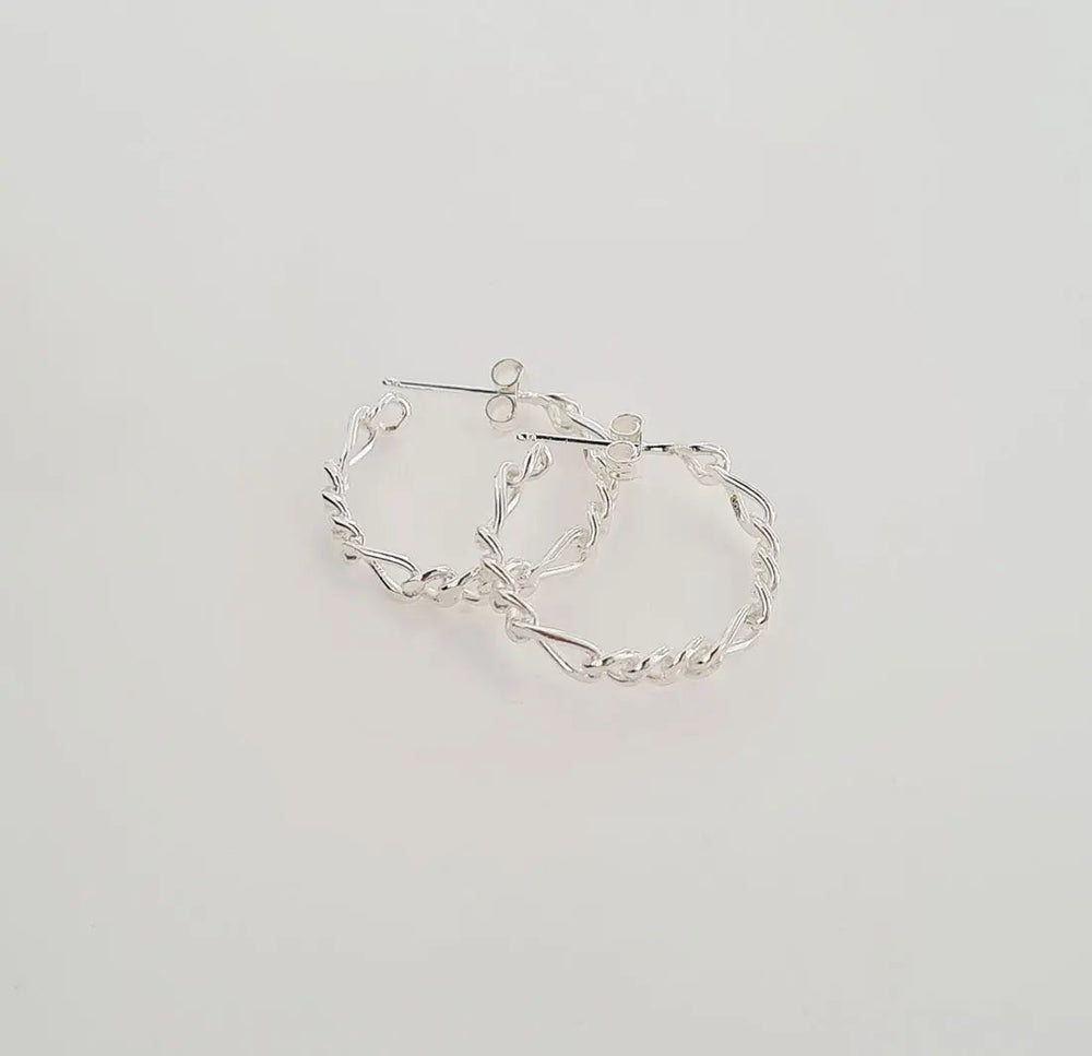 Øreringe, ørestikkere hoop af figaro kæde, sterlingsølv, Aura