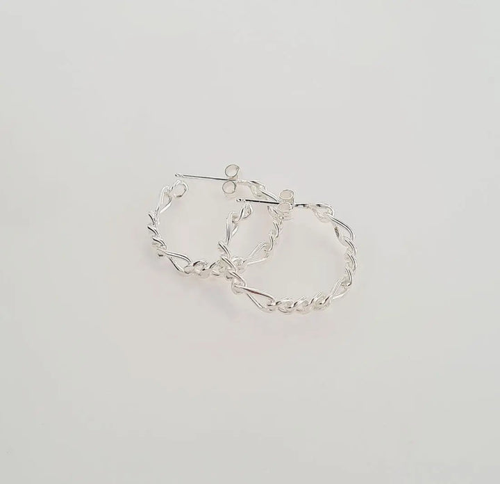 Øreringe, ørestikkere hoop af figaro kæde, sterlingsølv, Aura