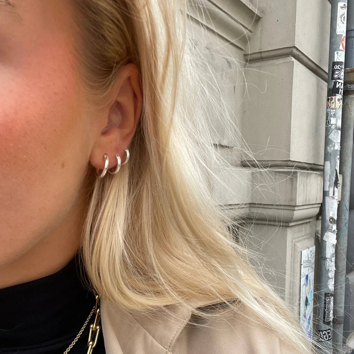 Øreringe, hoops, 10 mm, sterlingsølv og forgyldt sterlingsølv BLT