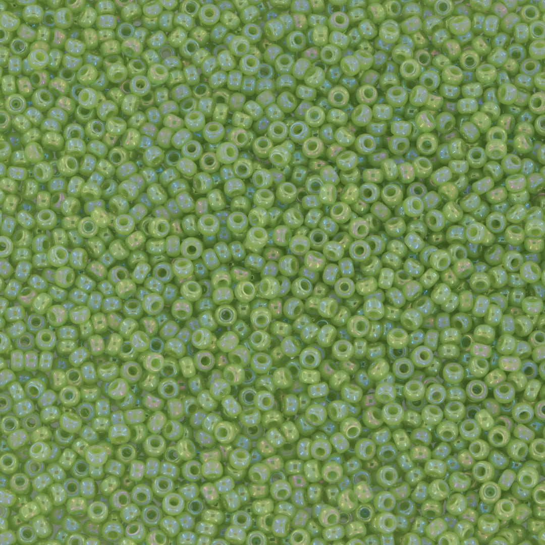 Grønne glasperler, miyuki rocailles seed beads, duracoat opaque chartreuse Krea