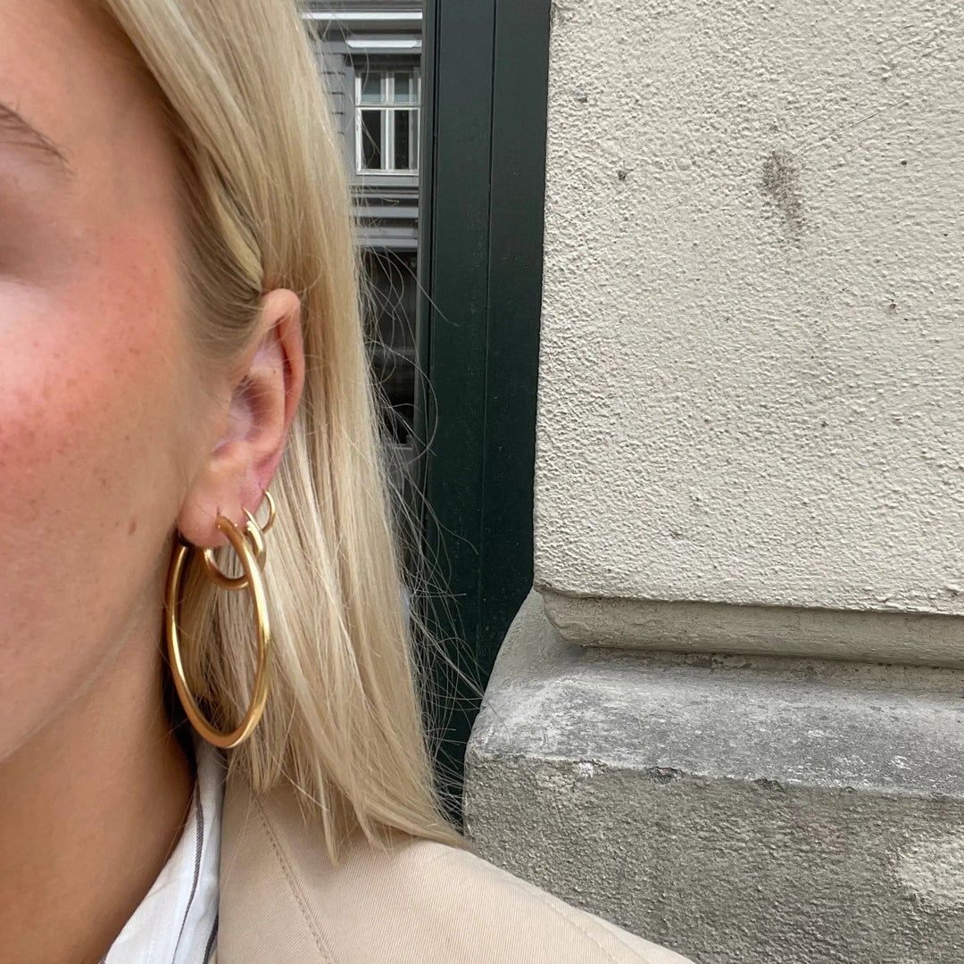 Øreringe, hoops, 18mm, sterlingsølv og forgyldt sterlingsølv BLT