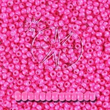 Pink glasperler, preciosa, intensive matte pink dyed chalkwhite, storkøb Preciosa