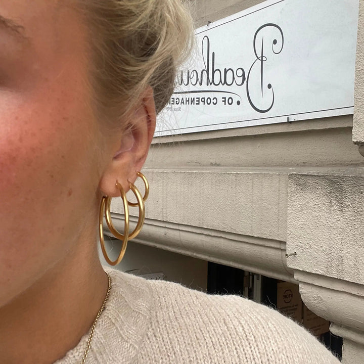 Øreringe, hoops, 40 mm, sterlingsølv og forgyldt sterlingsølv BLT